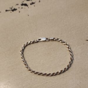 Sterling Silver Rope Chain Bracelet Made In Italy 925 SPI